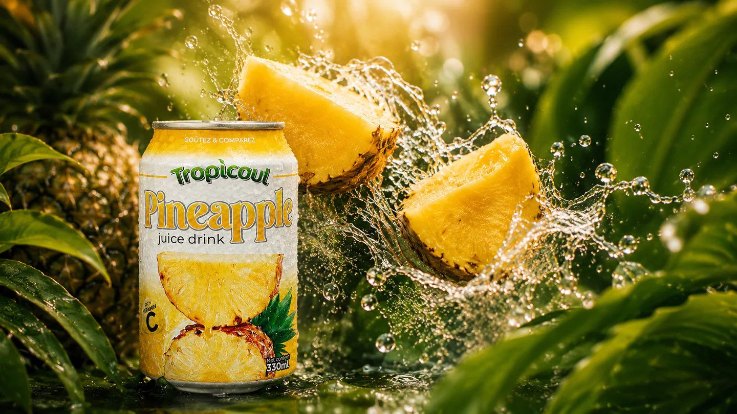 Tropicoul Ananas — la fraîcheur prend vie, photographie éditoriale.