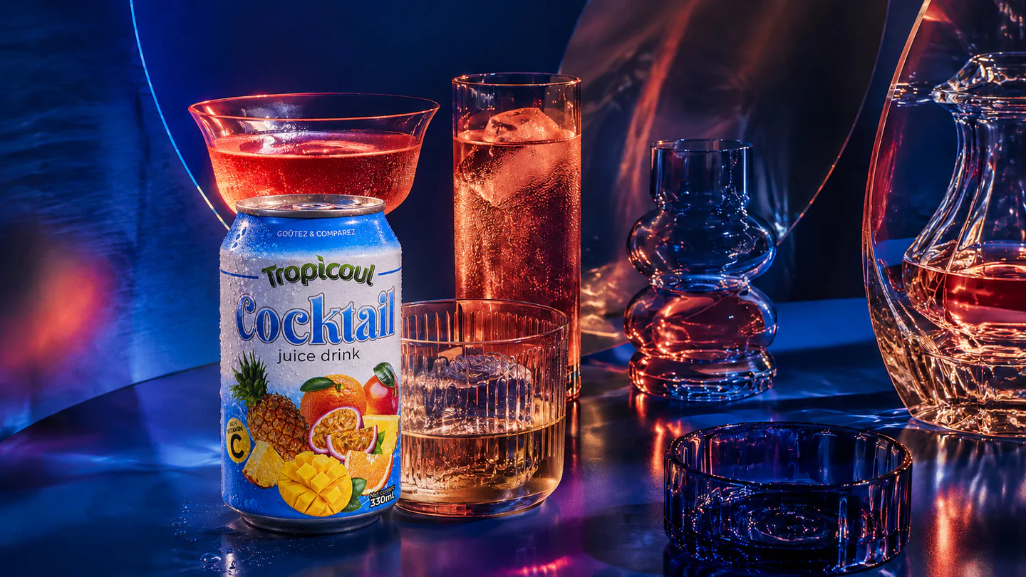 Tropicoul Cocktail — une palette reconnaissable, photographie éditoriale.