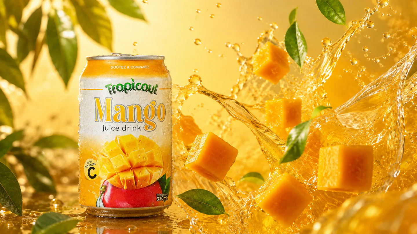 Tropicoul Mangue — la fraîcheur prend vie, photographie éditoriale.