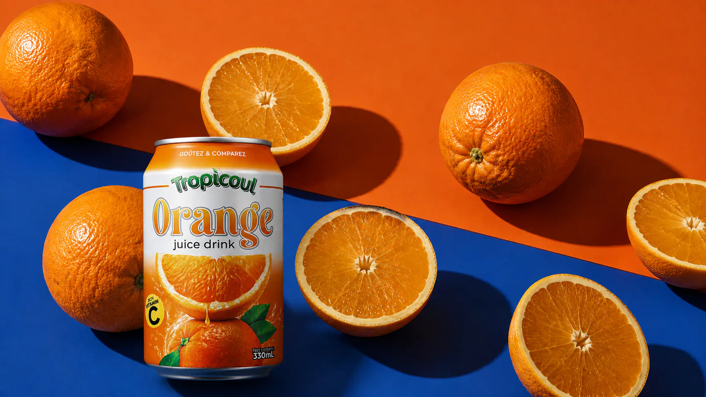 Tropicoul Orange — une palette reconnaissable, photographie éditoriale.